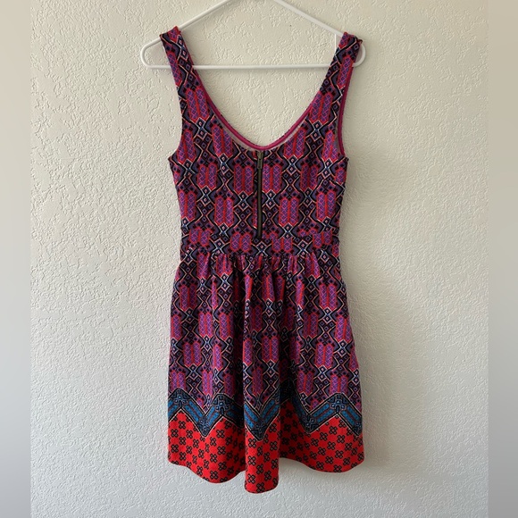 Maeve Pink and Blue Geometric Mini Dress - Picture 1 of 3